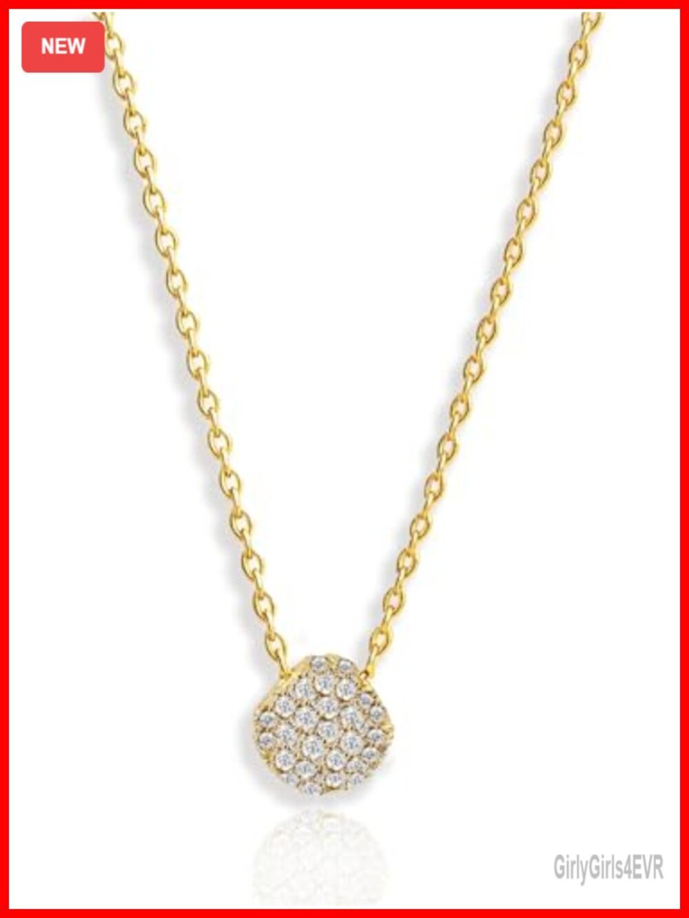 Floating CZ Sphere Pendant Necklace | 8mm Pave Ball | 14K Gold-Plated or